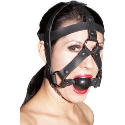 ZADO Leather Head Harnas met Gag Zwart