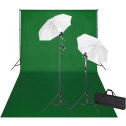 vidaXL Kit de Studio et Toile de Fond et Lumières Vert Eclairage Photographie