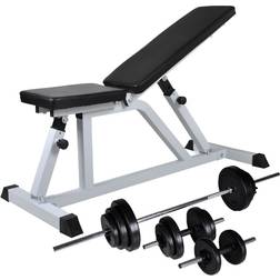 vidaXL Banco De Musculación Con Pesas Y Mancuernas 30,5 Kg