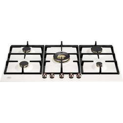 Bertazzoni Table De Cuisson À Gaz Blanc Ivoire Avec Bouton En Laiton 90 cm Heritage