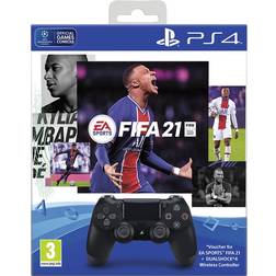 Sony DualShock 4 Wireless Controller - Black and FIFA 21 Bundle (PlayStation 4)