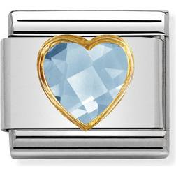 Nomination Composable Classic Multifaceted Heart Link Charm - Silver/Gold/Light Blue