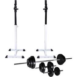 vidaXL Squat Stand with Barbell & Dumbbells Set 30.5kg