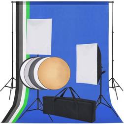 vidaXL Kit De Estudio Con 5 Telones Fondo Y 2 Softboxes