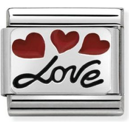 Nomination Composable Classic Link Love in Italics Charm - Silver/Red