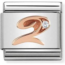 Nomination Composable Classic Link Number 2 Charm - Silver/Rose Gold/White