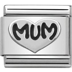 Nomination Composable Classic Link Mum Heart Charm - Silver/Black