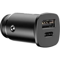 Baseus Caricabatterie Per Accendisigari 5a Carica Rapida Usb Usb Tipoc Nero