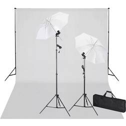 vidaXL Kit Photo Studio Support de Toile de Fond Blanc Eclairage de Studio