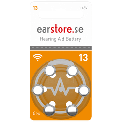 Earstore Hörapparatsbatteri stl 13 6-pack Compatible Orange