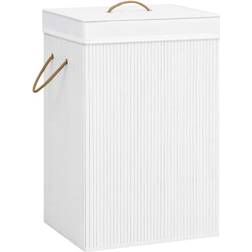 vidaXL Panier À Linge Avec 2 Sections Bambou Blanc 72 L