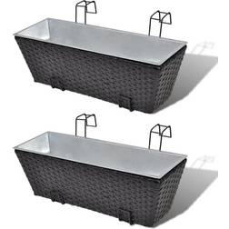 vidaXL Set 2 Pz Piantatrice Trapezoidale In Rattan Per Balcone 50 cm 17x50x17cm