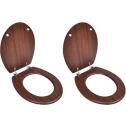 vidaXL Toiletbrillen Met Deksels 2 St MDF Bruin