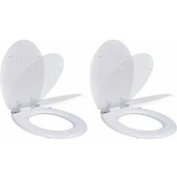 vidaXL Toiletbril Met Soft-Closedeksel 2 St MDF Wit
