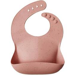 Mushie Silicone Baby Bib Peach Terrazzo