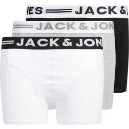 Jack & Jones Junior Sense Trunks 3-pack - White/Light Grey Melange (12149293)
