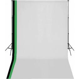 vidaXL Photo Studio Kit with 3 Cotton Backdrops Adjustable Frame