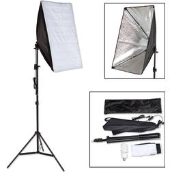 tectake Studiolamp met softbox, statief en draagtas zwart