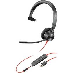 Poly Blackwire 3315 Cuffia Con Microfono USB-A Nero Rosso