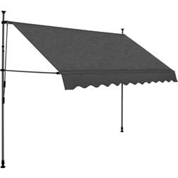 vidaXL Manual Retractable Awning With LED 98.4' Orange And Brown 250x120cm