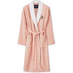 Lexington Cotton Velour Contrast Robe Unisex - Pink/White