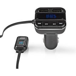 Nedis CATR123BK Mains-libre Bluetooth Transmetteur FM Chargeur Pour Voiture 43 x 38 x 75 mm