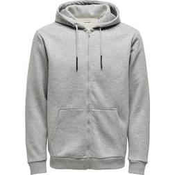 Only & Sons Onsceres Zip Hoodie Sweatshirt Light Grey