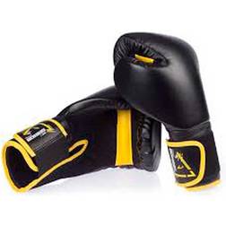 Avento Guantoni da boxe in pelle PU nero giallo