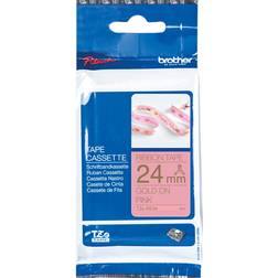 Brother P-Touch Ribbon Tape Gold on Pink