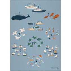 Sebra Seven Seas Numbers Plakat 50x70cm