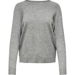 Only Solid Colored Knitted Pullover - Grey/Medium Grey Melange