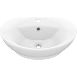 vidaXL Lavabo Lujoso Con Rebosadero Cerámica Blanco Mate 58,5x39 cm