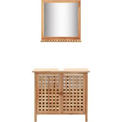 vidaXL Mueble De Lavabo Tobago + Espejo Madera Natural 62 x 66 x 29 cm