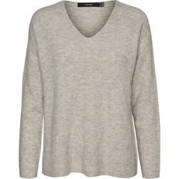 Vero Moda Lefile V-Neck Knitted Pullover - Grey/Birch