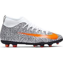 NIKE Mercurial Superfly 7 Club CR7 Safari MG GS - White/Black/Total Orange