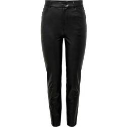 Only HW ST Ank Faux Leather Pant - Musta