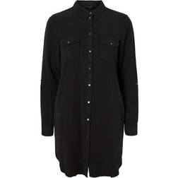 Vero Moda Silla Long Sleeved Shirt Mini Kjole - Black/Black