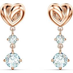 Swarovski Pendants d'oreilles Lifelong Heart, Cœur, Blanches, Placage de ton or rosé