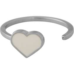 Design Letters Enamel Heart Ring - Silver/Nude