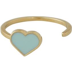 Design Letters Enamel Heart Ring - Gold/Soft Green