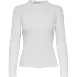 Only Emma Rib Top - White/Egret