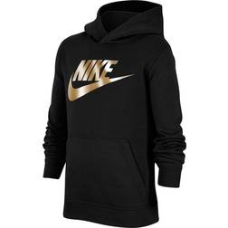 Nike Big Kid's Sportswear Club Fleece Pullover Hoodie - Black/Metallic Gold (CJ7861-013)