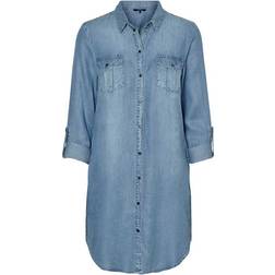 Vero Moda Robe Vmsilla ls Short Dress - Bleu