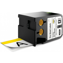 Dymo Pre-Sized XTL Labels Black on White w/Yellow Header