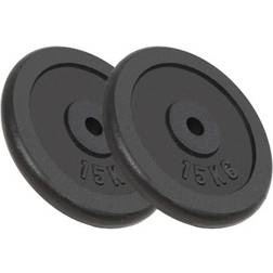 vidaXL Plaque de poids 2 pcs 2x15 kg Fonte 91396 Noir