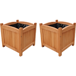 vidaXL Planter Flower Boxes With PE Lining Patio 2 Pcs 30x30x30 cm 30x30x30cm