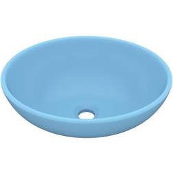 vidaXL Lavabo Ovale De Luxe Bleu Clair Mat 40x33 cm Céramique