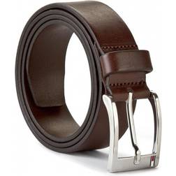 Tommy Hilfiger Flag Buckle Leather Belt - Dark Brown