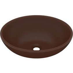 vidaXL Lavabo Ovale De Luxe Marron Foncé Mat 40x33 cm Céramique