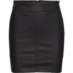 Only Leather Look Skirt - Black